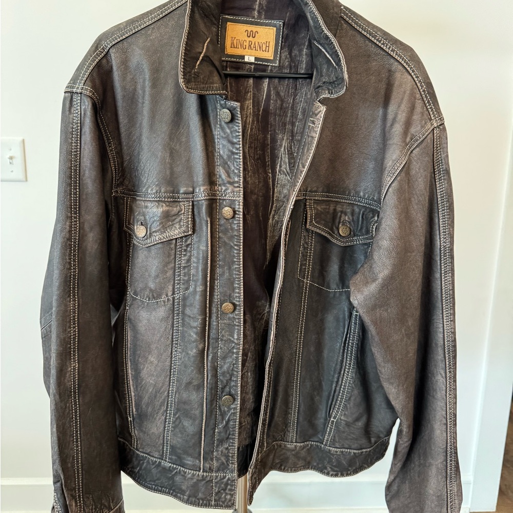 Men's King Ranch Brown Leather Jacket